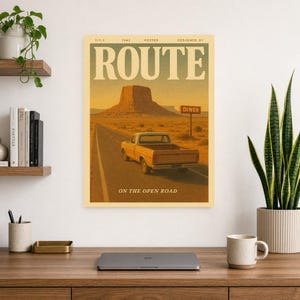 Routeretro-poster | Vintage jaren '70 kunst aan de muur afdrukken | Esthetische tijdschriftafdruk | Halverwege de eeuw retro decor cadeau afbeelding 13