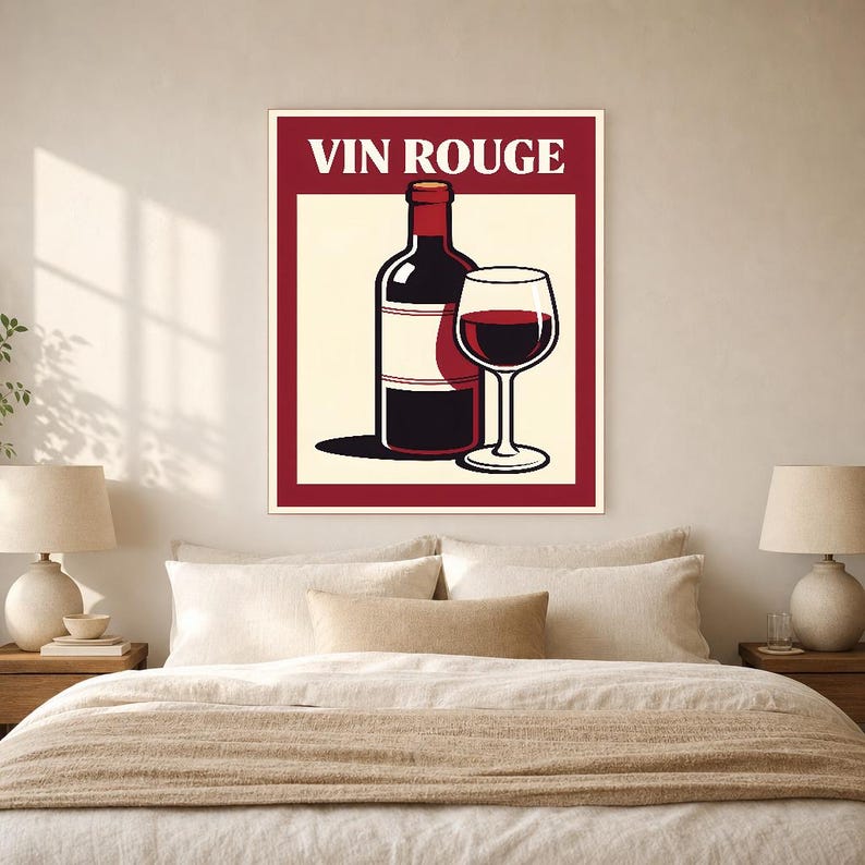 Red Wine Kitchen Wall Art Print | Retro Bistro Bar Poster | French Maximalist Bar Cart Print | Dining Room Decor image 6