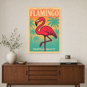 Flamingo Retro Poster | Vintage 70s Wall Art Print | Aesthetic Magazine Print | Mid Century Retro Decor Gift image 3