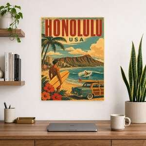 Honolulu Travel Poster | Vintage Hawaii Print | USA Wall Art | Printed & Shipped image 8