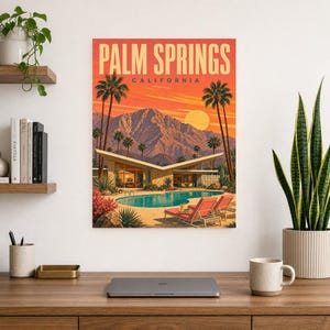 Palm Springs Travel Poster | Vintage 1950s Desert Modern Print | California Wall Art Print | Mid Century City Decor image 7