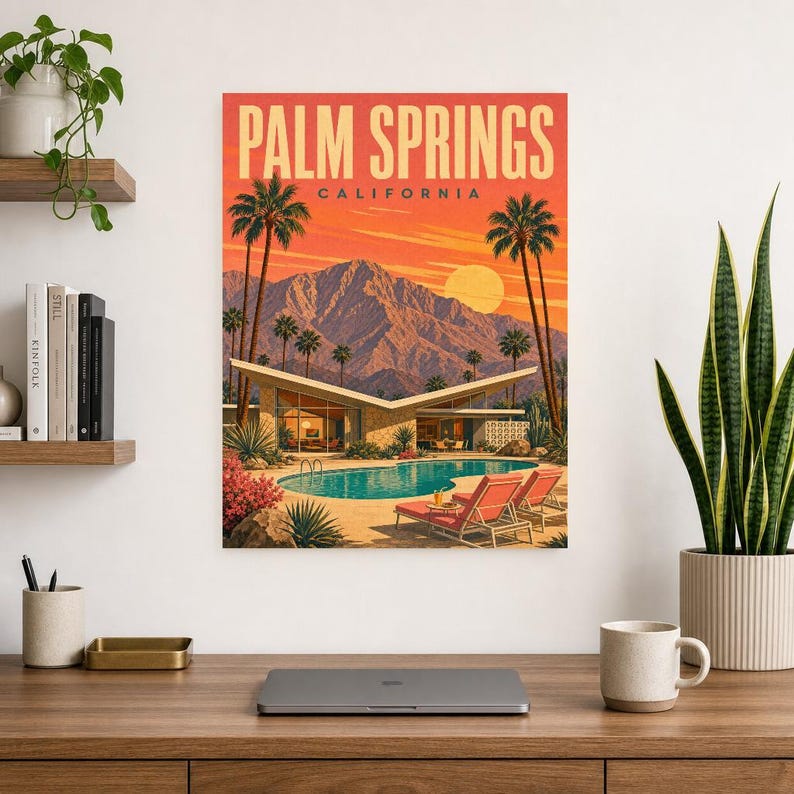 Palm Springs Travel Poster | Vintage 1950s Desert Modern Print | California Wall Art Print | Mid Century City Decor image 7