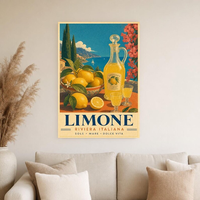 Italian Lemons Wall Art Print | Limoncello Kitchen Print | Amalfi Lemon Poster | Vintage Dolce Vita Decor | Mediterranean Citrus Art image 4