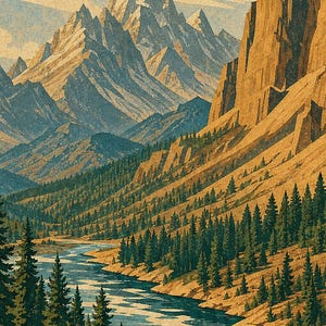 Burnt Orange National Park Wall Art | WPA Mountain Poster | Cabin Lodge Print image 3