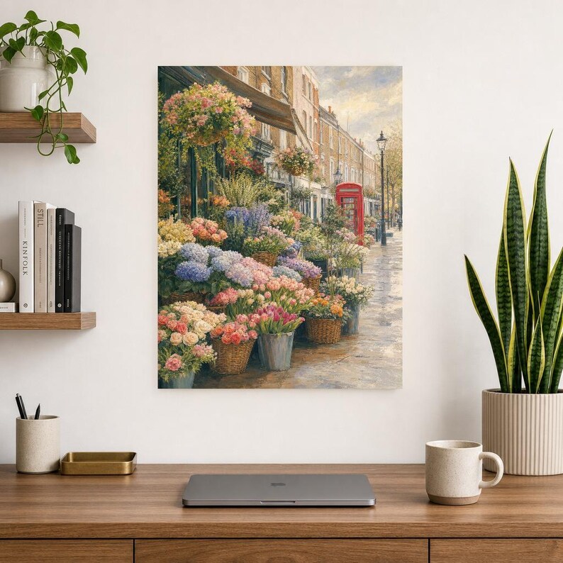 London Flower Market Poster | Soft Painting England Wall Art | Floral Travel Print | Printed & Shipped image 8