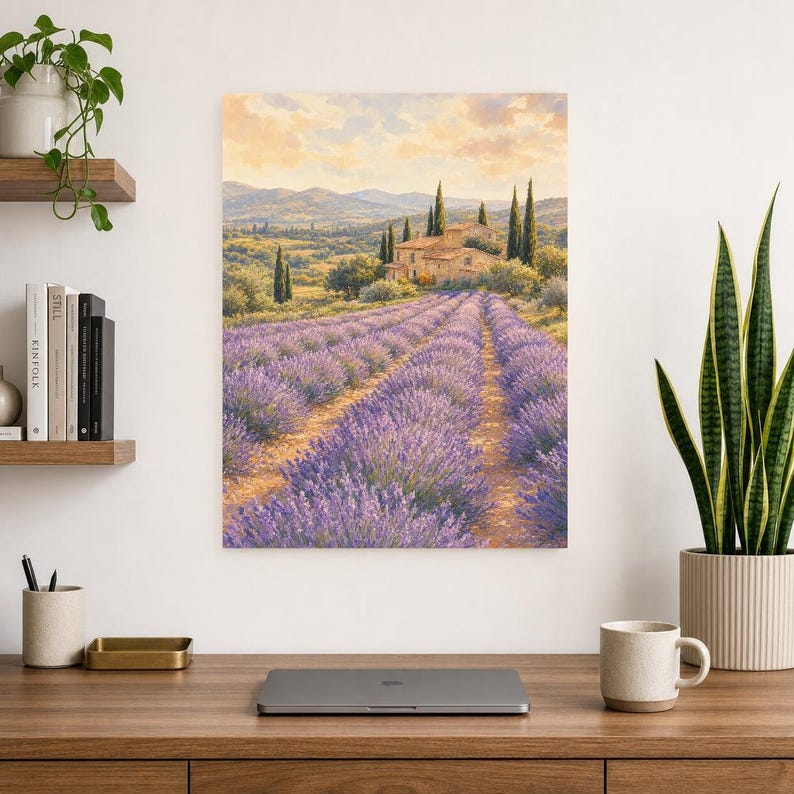 Provence Lavender Poster | Soft Painting France Wall Art | Lavender Fields Landscape Print | Printed & Shipped image 8