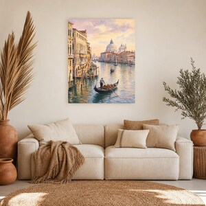 Venice Travel Poster | Soft Painting Italy Wall Art | Grand Canal Gondola Coastal Print | Printed & Shipped image 13