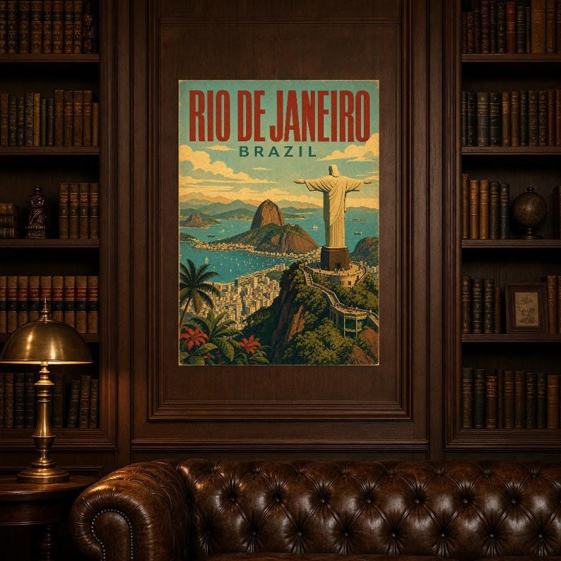 Rio de Janeiro Travel Poster | Vintage Rio Print | Brazilian Wall Art | Printed & Shipped image 5
