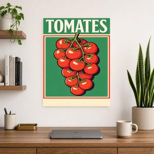 Impresión de arte de pared de cocina de tomate ? Póster retro de comida de bistró | Impresión de cocina italiana maximalista ? Decoración De imagen 10