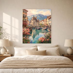 Annecy Travel Poster | Soft Painting France Wall Art | Venice of the Alps Canal Print | Printed & Shipped image 6