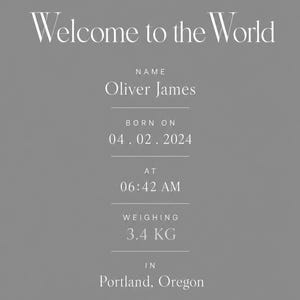 Welcome to the World Baby Wall Art Print | Personalized Birth Stats Print | New Baby Nursery Poster | Custom Birth Announcement Gift image 10