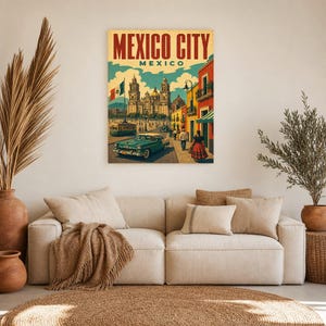 Mexico City Travel Poster | Vintage Cathedral Print | Mexico Wall Art | Printed & Shipped image 7