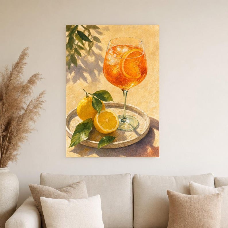 Orange Spritz Lemon Wall Art | Bright Aperitivo Food Still Life Poster | Kitchen Wall Art Print | Bar Cart Decor image 4