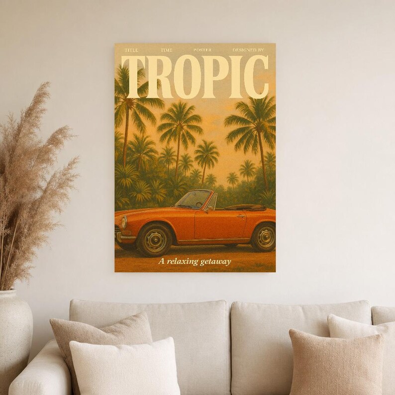 Zwrotnik Retro Plakat | Druk ścienny w stylu vintage z lat 70. | Druk magazynu estetycznego | Prezent w stylu retro z połowy wieku zdjęcie 2