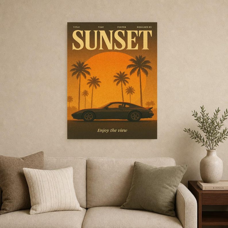 Sunset Retro Poster | Vintage 70s Wall Art Print | Aesthetic Magazine Print | Mid Century Retro Decor Gift image 15