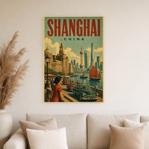 Shanghai Travel Poster | Vintage The Bund Print | China Wall Art | Printed & Shipped image 4