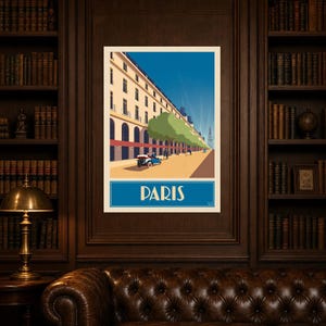 Peacock Blue Paris Travel Wall Art | Art Deco Poster | Parisian Palace Print image 5