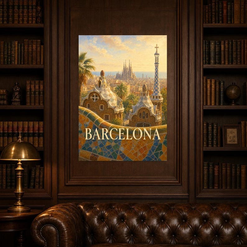 Barcelona Travel Poster | Soft Painting Spain Wall Art | Named City Art Print | Printed & Shipped image 5