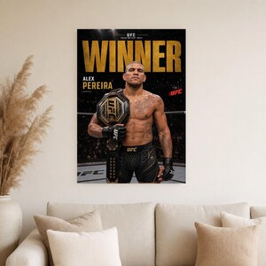 Alex Pereira Champion Poster | UFC Gold Belt MMA Wall Art Print | Heavyweight Fight Night Decor image 4