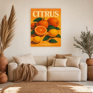 Citrus Retro Poster | Vintage 70s Wall Art Print | Aesthetic Magazine Print | Mid Century Retro Decor Gift image 8