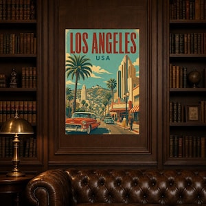 Los Angeles Travel Poster | Vintage Palms Print | USA Wall Art | Printed & Shipped image 5