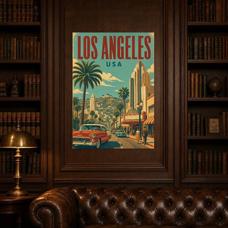 Los Angeles Travel Poster | Vintage Palms Print | USA Wall Art | Printed & Shipped image 5