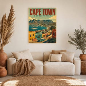 Kapstadt-Reiseposter | Vintage-Druck des Tafelbergs | Wandbild aus Südafrika | Gedruckt & Versand Bild 7
