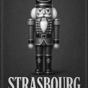 Cartel del cascanueces del mercado navideño de Estrasburgo | Arte de pared de vacaciones de Francia | Impresión navideña vintage | Decoració imagen 10