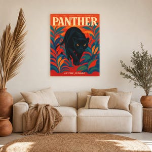 Panther Retro Poster | Vintage 70s Wall Art Print | Aesthetic Magazine Print | Mid Century Retro Decor Gift image 8