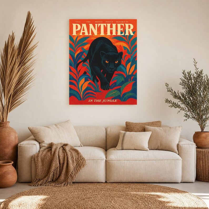 Panther Retro Poster | Vintage 70s Wall Art Print | Aesthetic Magazine Print | Mid Century Retro Decor Gift image 8