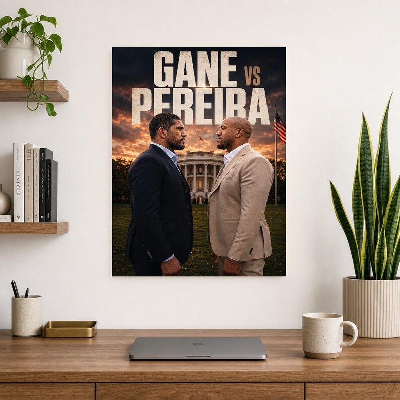 Póster Gane vs Pereira | Noche de pelea en la Casa Blanca de UFC 2026 | Impresión de arte de pared cara a cara de MMA ? Decoración de lucha imagen 8