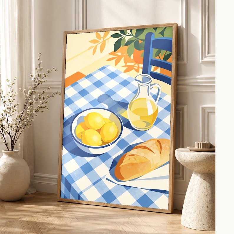 Mediterranean Lemon Kitchen Print | Dolce Vita Italian Wall Art Print | Dining Room Summer Decor image 1