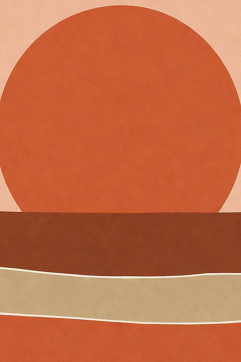 Rust Sun Coastal Cliffs Wall Art Print | Minimalist Named Sun Poster | Cut-Paper Mid-Century Print | Blush Boho Decor image 3