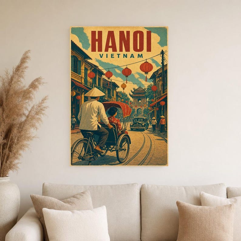 Hanoi Travel Poster | Vintage Old Quarter Print | Vietnam Wall Art | Printed & Shipped image 4