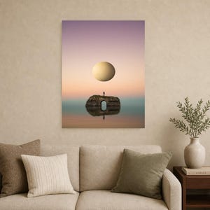 Surreal Dreamscape Wall Art Print | Floating Landscape Poster | Otherworldly Pastel Escapism Print image 8