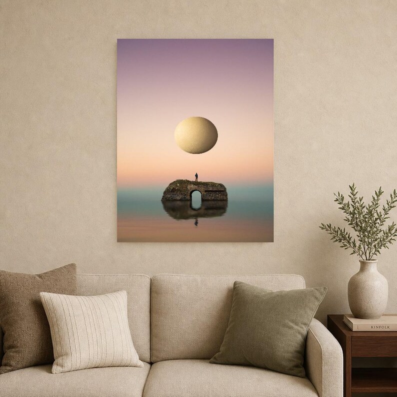 Surreal Dreamscape Wall Art Print | Floating Landscape Poster | Otherworldly Pastel Escapism Print image 8