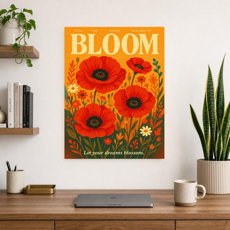 Bloom Retro Poster | Vintage 70s Wall Art Print | Aesthetic Magazine Print | Mid Century Retro Decor Gift image 10