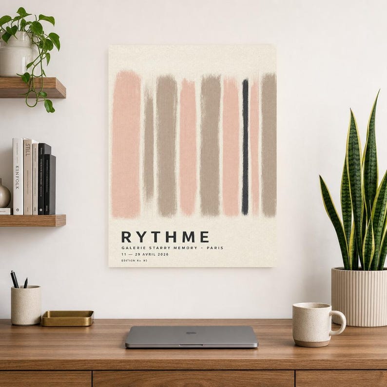 Rytm | Abstrakcyjna sztuka ścienna | Nowoczesny plakat galeryjny | Minimalistyczny wydruk | Wydruk i wysyłka zdjęcie 8