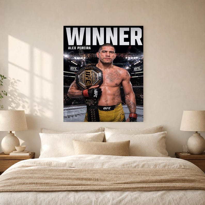 Alex Pereira Champion Poster | UFC Heavyweight Belt MMA Wall Art Print | Fight Night Decor image 6