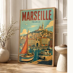 Marseille-Reiseposter | Vintage-Druck des Alten Hafens | Wandbild aus Frankreich | Gedruckt & Versand Bild 1
