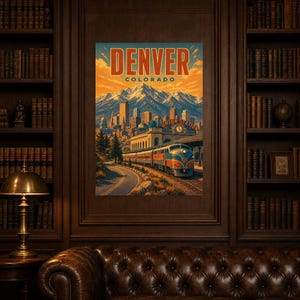 Denver Travel Poster | Vintage Rocky Mountains Print | Colorado Wall Art Print | Mid Century City Decor image 4
