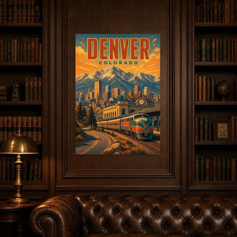 Denver Travel Poster | Vintage Rocky Mountains Print | Colorado Wall Art Print | Mid Century City Decor image 4