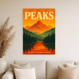 Peaks Retro Poster | Vintage 70s Wall Art Print | Aesthetic Magazine Print | Mid Century Retro Decor Gift image 2