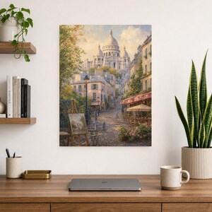 Póster de Montmartre, París | Pintura suave para pared, arte francés | Lámina de la calle adoquinada del Sacré-Cœur | Impreso y enviado imagen 8