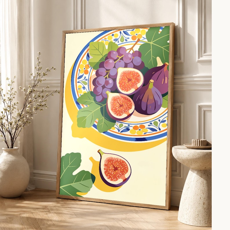 Impresión de cocina de higos mediterráneos ? Impresión de arte de pared italiana Dolce Vita | Decoración De Verano Del Comedor imagen 1