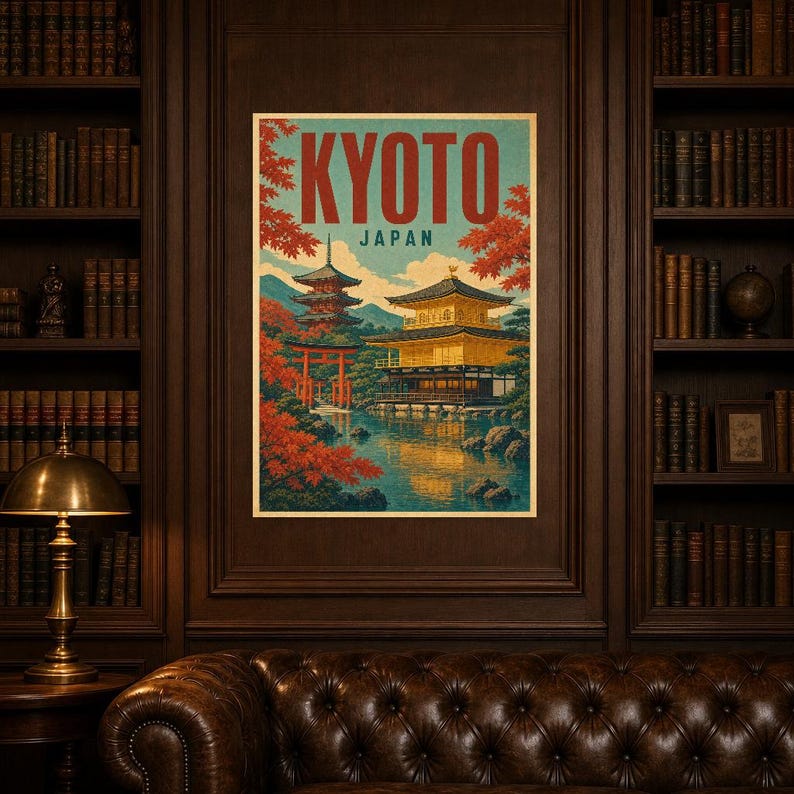 Kyoto Travel Poster | Vintage Temple Print | Japanese Wall Art | Printed & Shipped image 5
