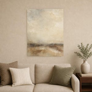 Warm Beige Abstract Wall Art Print | Neutral Color Field Print | Sand Taupe Watercolor Poster | Japandi Minimalist Bedroom Decor image 9