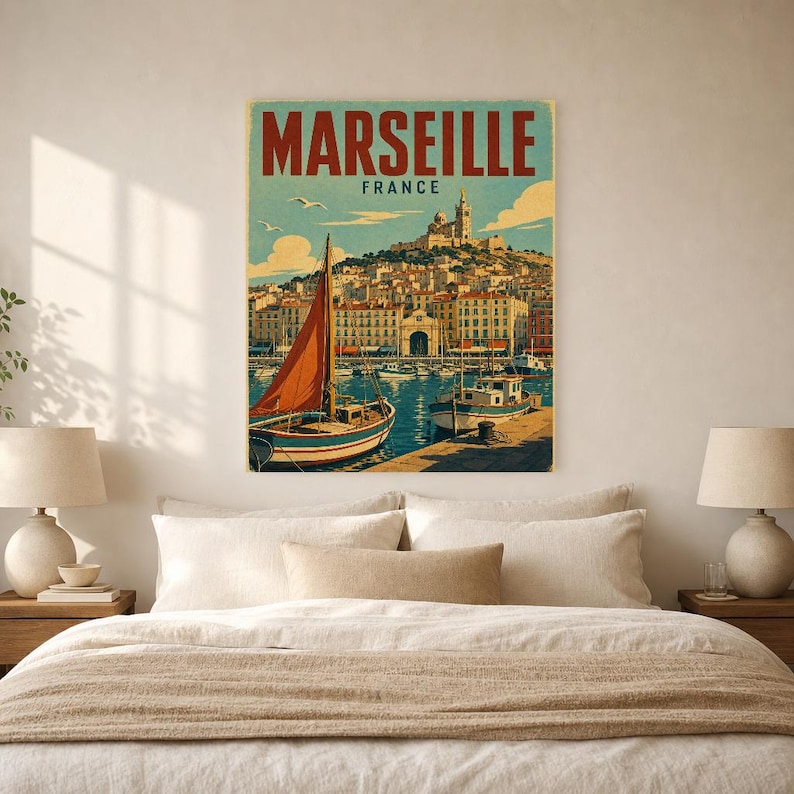 Marseille-Reiseposter | Vintage-Druck des Alten Hafens | Wandbild aus Frankreich | Gedruckt & Versand Bild 6