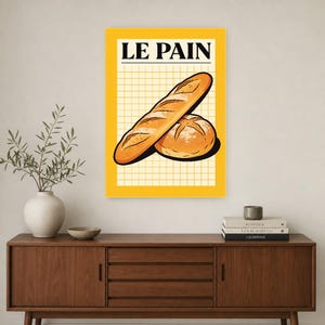 Brotküche Wand kunstdruck | Retro-Bistro-Bäckerei-Poster | Maximalistischer französischer Boulangerie-Druck | Esszimmer-Dekor Bild 3