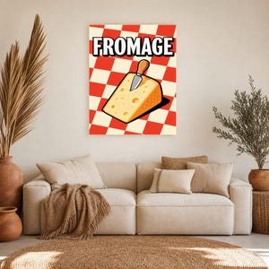Kaas keuken kunst aan de muur print | Retro Bistro Voedselposter | Maximalistische Franse keukenprint | Eetkamerdecoratie afbeelding 8